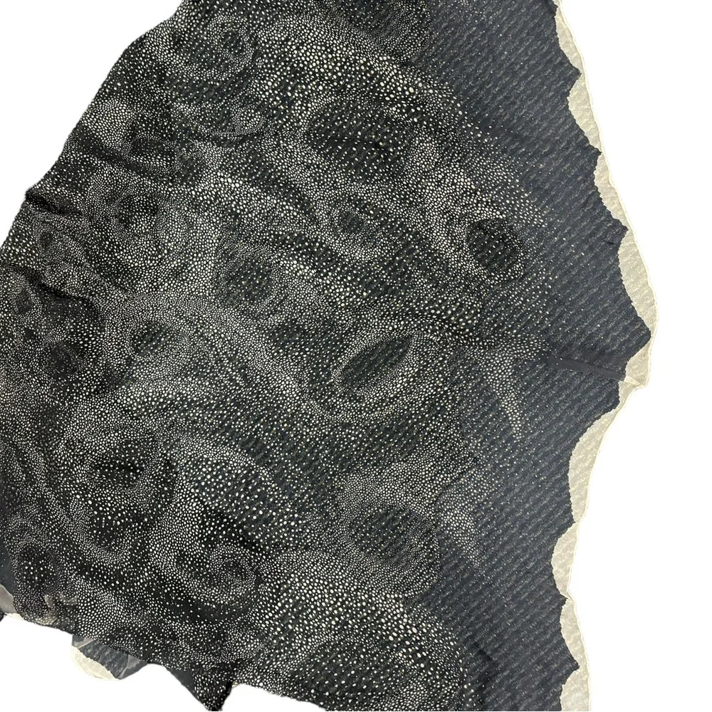 Oversized sheer black scarf/shawl with very pale pink dots and detailing. GUC